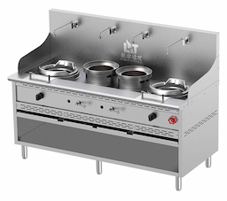 13"+13" Stainless Steel Econ Wok Range with Storage+Two Soup Pots