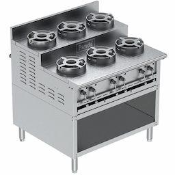 Step-up, Storage Style With 6 Pan Burners