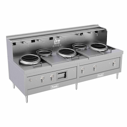 Commercial Induction Wok Range 3 Burners with 2 Soup Pots (13.5"+13.5"+13.5" Chamber)