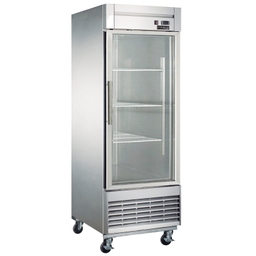 Dukers 28" Single Glass Door Reach In Freezer, Bottom Mount Compressor