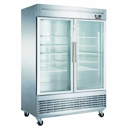 Dukers 56" Double Glass Door Reach In Freezer, Mottom Mount Compressor